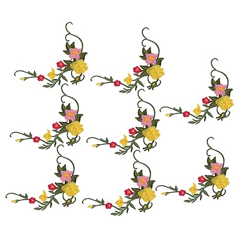 TEHAUX 8 Stück Blumen Stoff aufkleber für Flecken bestickt Zubehör applizierte Blumen stoffblumen bügelbild DIY Kleidung Dekoration Aufbügler-Patches Blumenapplikation Flicken aufbügeln von TEHAUX
