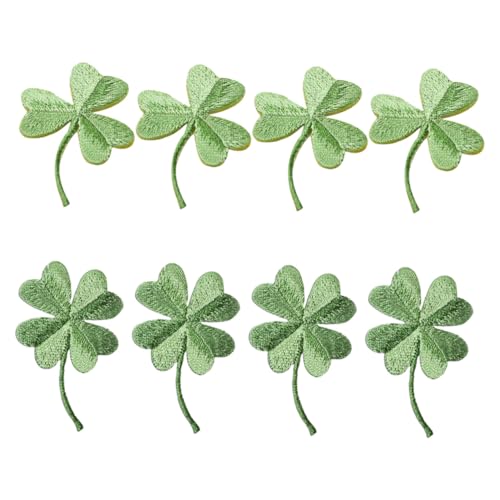 TEHAUX 8 Stück Teiliges Bestickte Kleeblatt Aufnäher zum Aufbügeln und Nähen Selbstklebende Reparatur Patches für DIY Kleidung Vielseitig für Jeans Kleider Rucksäcke und Dekoration von TEHAUX