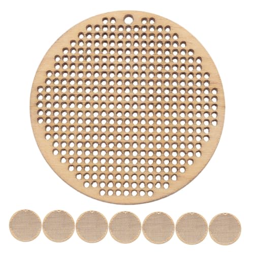 TEHAUX 8 Stück Teiliges Runde Holzanhänger aus Stabilem Naturholz Blanko Cross Stitch Tags für DIY Basteln Kreative Schmuckanhänger Lesezeichen und Persönliche Dekorationen von TEHAUX