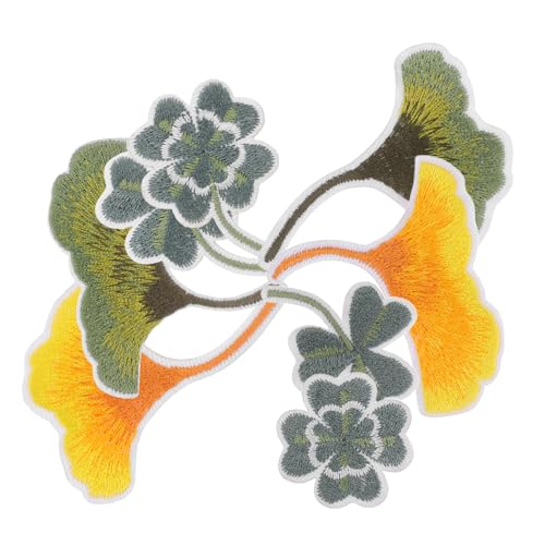 TEHAUX 8 Stück Teiliges Selbstklebende Ginkgo Stoffaufnäher mit Farbverlauf Vierblättriges Kleeblatt Stickerei Applikationen für Kleidung Taschen Schuhe Langlebige Polyester Patches von TEHAUX