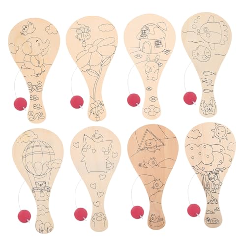 TEHAUX 8 Stück Teiliges Weißer Unbehandelter Holz Schläger für Bemalbarer DIY Tischtennis Paddle Bastelspielzeug für Malen Zeichnen und Familienaktivitäten im Freien von TEHAUX