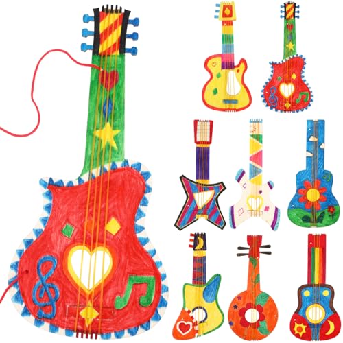 TEHAUX 8 Stück Unbehandelte Gitarrenausschnitte Aus Holz Holzausschnitte In Verschiedenen Formen Zum Basteln Gitarren-Partydekorationen 11 92 X 5 66 Zoll von TEHAUX