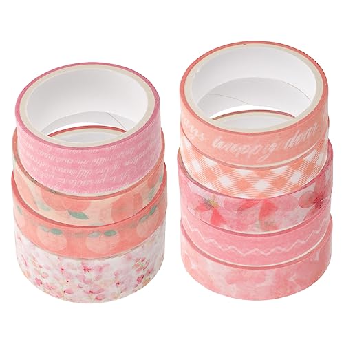 TEHAUX 9 Rollen Peach Sticker Tape Ästhetisch Junk-journal-zubehör Zeitschriftenband- Dekorationen Süßes Band Scrapbooking -verzierungen Lieferungen Journaling Papier von TEHAUX