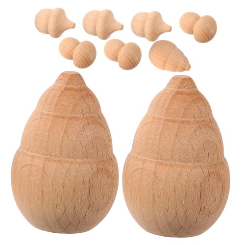 TEHAUX 9 Stück Teiliges DIY Bastelset aus Holz mit Pilzen Eicheln und Bambussprossen Naturbelassene Holzfiguren zum Bemalen und Dekorieren für Kreative Handwerksprojekte und von TEHAUX