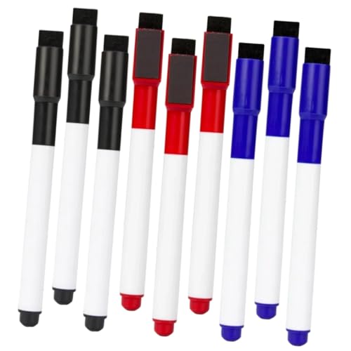 TEHAUX 9 Stück Teiliges Magnetisches Whiteboard Marker Abwischbare Dry Erase Stifte in Rot Blau Schwarz Langlebige Whiteboard Marker für Schule Büro Schreiben Zeichnen und Lernen von TEHAUX