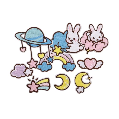 TEHAUX 9 Stück Teiliges Set Selbstklebende Tier Aufbügler Niedliche Cartoon Patches zum Reparieren und Dekorieren von Kleidung Taschen und DIY Zubehör für Kreative Projekte von TEHAUX
