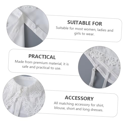 TEHAUX Abnehmbarer Damen Fake Kragen aus Weißer Spitze Atmungsaktiv Komfortabel Vielseitig Kombinierbar mit Blusen Pullovern Shirts Elegantes Kostüm accessoire für Frauen und Mädchen TEHAUX Abnehmbarer Damen Fake Kragen aus Weißer Spitze Atmungsaktiv Komfortabel Vielseitig Kombinierbar mit Blusen Pullovern Shirts Elegantes Kostüm accessoire für Frauen und Mädchen von TEHAUX