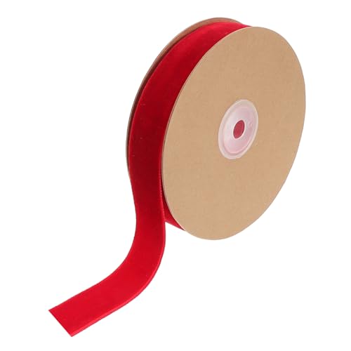 TEHAUX Breites Einseitiges Flockiertes Geschenkband aus Chinlon Weiches Vielseitiges Bastelband für Geschenkverpackung Haaraccessoires Kleidung Rot von TEHAUX