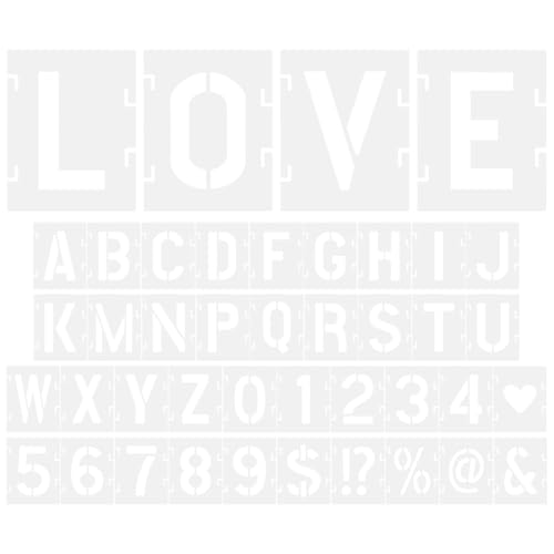 TEHAUX Buchstabenschablonen Malschablonen-Set Wiederverwendbare Alphabet-Vorlagen Wandmalerei Buchstaben Zahlen Schablonen-Set Zeichenschablonen Große Buchstaben von TEHAUX