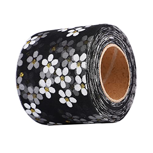 TEHAUX Bug Schmetterling Stoff Wickelband Fänger Spitze Mini Chiffon Blumenbandverkleidung zum Nähen Gazeband handgefertigte Fransenbänder Blumenbanddekoration Schwarz von TEHAUX