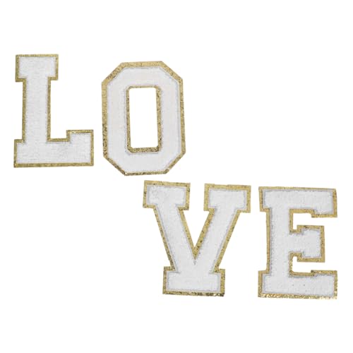 TEHAUX Chenille digitale Stoffaufkleber Chenille Letter Applices für Hüte Eisen auf Buchstabenflecken Alphabet Patches zum Aufnähen Buchstabenapplikationen für Stoff Polyester von TEHAUX