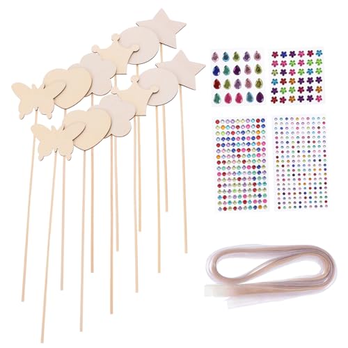 TEHAUX DIY Holz feenstab mit Aufklebern und Bändern Unbemalte Holzstäbe zum Bemalen und Basteln Bastelset für Party Schule und Fantasievolles Spiel TEHAUX DIY Holz feenstab mit Aufklebern und Bändern Unbemalte Holzstäbe zum Bemalen und Basteln Bastelset für Party Schule und Fantasievolles Spiel von TEHAUX