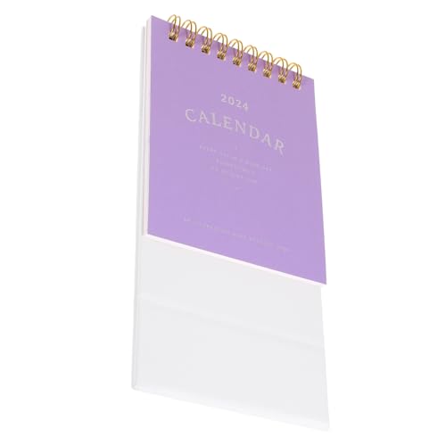 TEHAUX Desktop-Kalender Mini-Kalender 2024 kleiner Stehpult Minikalender 2024 lustiger kalender Heimbüro bürodeko büro dekoration staffelei Tischkalender Kalender beachten Papier Violett von TEHAUX