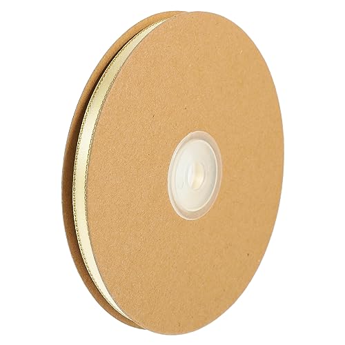 TEHAUX Doppelseitiges Satinband mit Goldener für Geschenkverpackungen Dekorationen und DIY Projekte Cremefarben Strapazierfähig Knitterfrei für Hochzeiten und Weihnachten von TEHAUX