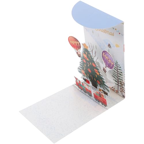 TEHAUX Dreidimensionale 3d-grußkarte 3d-weihnachtskarte Feiertag Weihnachtskarte Festliche Grußkarte Rot Dekoration Party Weihnachtskarten Drinnen Grußkarte Für Den Urlaub Papier Sky-blue von TEHAUX