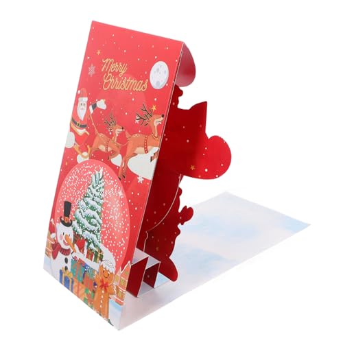 TEHAUX Dreidimensionale 3d-grußkarte Party Hoch Für Drinnen Urlaub Weihnachten 3d-weihnachtskarte Weihnachtskarten Funkeln Weihnachtskarte Zum Thema Pop-up Papier Rot von TEHAUX