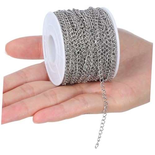 TEHAUX Edelstahl Kettenband Curb Design Robuste Halsketten und Armbandkette für Damen und Herren Vielseitige Schmuckbastelketten für DIY Projekte Silberfarbe TEHAUX Edelstahl Kettenband Curb Design Robuste Halsketten und Armbandkette für Damen und Herren Vielseitige Schmuckbastelketten für DIY Projekte Silberfarbe von TEHAUX