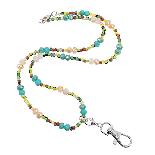 TEHAUX Einfache Reißverschlusskette bag charm handy schlaufe band schlüsselhalter cellphone holder perlenkette hängendes Schlüsselband hängende Kette ID-Schlüsselband Glasperlen Blue von TEHAUX