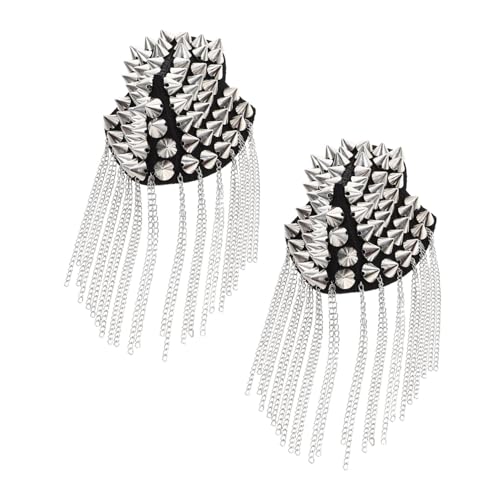 TEHAUX Epaulette Schulterklappen Abzeichen mit Quaste Ketten Design Elegantes Silber für Männer und Frauen für Kostümpartys und Militäruniformen TEHAUX Epaulette Schulterklappen Abzeichen mit Quaste Ketten Design Elegantes Silber für Männer und Frauen für Kostümpartys und Militäruniformen von TEHAUX