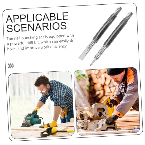 TEHAUX Federbelastetes Nagel set mit Doppelseitigem Schlagwerkzeug Automatischer Anreißer für Metall und Holz Langlebiges Dual head Punch Set für Präzises Bohren und Türstift entfernung von TEHAUX