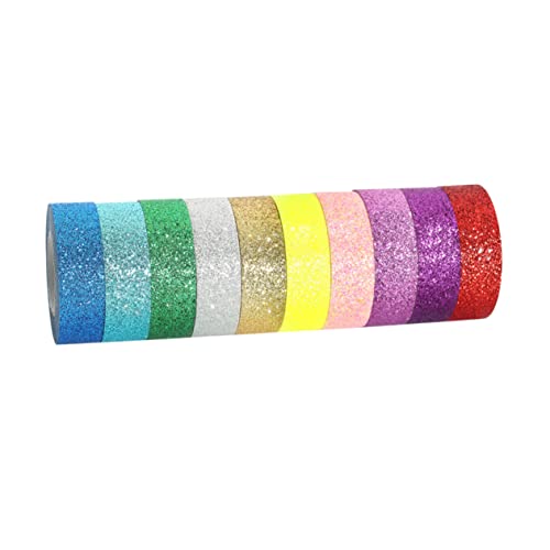 TEHAUX Glitzer Washi Tape Set Teilig DIY Dekoratives Klebeband Premium Leicht Abreißbar Buntes Glitter Masking Tape für Scrapbooking Kalender Planner Karten von TEHAUX