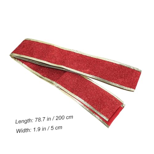 TEHAUX Glitzerndes Weihnachtsdeko Band Festliches Schleifenband mit Glitzerpulver für Weihnachtsbaum DIY Basteln Hochzeits Partydekoration Rot Festliche Baumdeko Schleife von TEHAUX