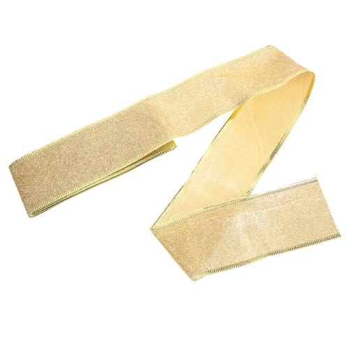 TEHAUX Goldenes dekoratives Band glitzerndes Weihnachtsbaumbänder Weihnachtsbänder Girlanden kariertes Band Weihnachten dekoratives Glitzerband Baumschmuckband Dekorband von TEHAUX