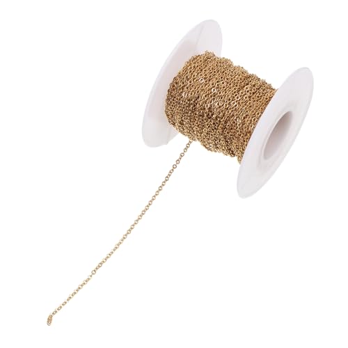 TEHAUX Goldfarbene Edelstahl O gliederkette DIY Schmuckkette für Halsketten Armbänder Bastelset Handgefertigte Accessoires Vielseitig Verwendbar von TEHAUX
