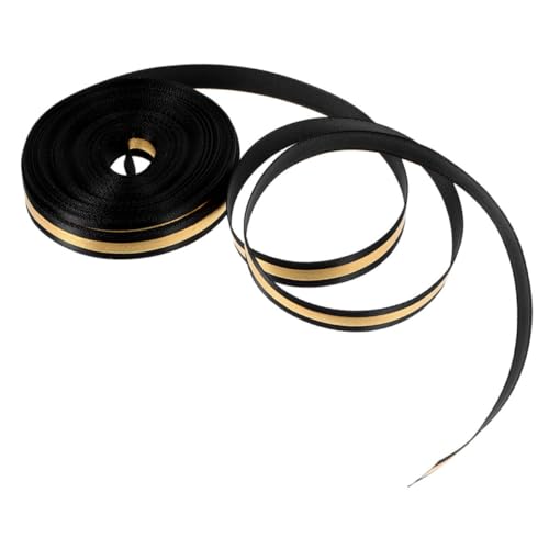 TEHAUX Graduationsband Polyester Breit Schwarz Gold mit Abschlussmotiv Vielseitiges Geschenkverpackungsband für DIY Basteln Partydeko und Scrapbooking von TEHAUX