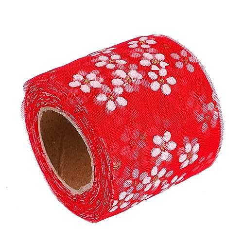 TEHAUX Haarzubehör Accessoires dekorativ Mädchen Netzband Organza Haarband Wickelband Gazeband selber machen bestickter Band zum Nähen Blumenbandverkleidung zum Nähen rot TEHAUX Haarzubehör Accessoires dekorativ Mädchen Netzband Organza Haarband Wickelband Gazeband selber machen bestickter Band zum Nähen Blumenbandverkleidung zum Nähen rot von TEHAUX