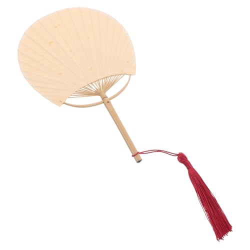 TEHAUX Handgefertigter Bambus Doppelseiten Fächer mit Langem Griff und Tassel Handgehaltener Chinesischer DIY Malfächer für Party Hochzeit Chinesisches Neujahr Tragbar TEHAUX Handgefertigter Bambus Doppelseiten Fächer mit Langem Griff und Tassel Handgehaltener Chinesischer DIY Malfächer für Party Hochzeit Chinesisches Neujahr Tragbar von TEHAUX