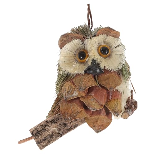 TEHAUX Handgewebte Stroh-eulenfigur Farbige Festival-hängedekoration Langlebiger Weihnachtsanhänger Dekoratives Handgemachtes Ornament für Wohn Gartendeko von TEHAUX