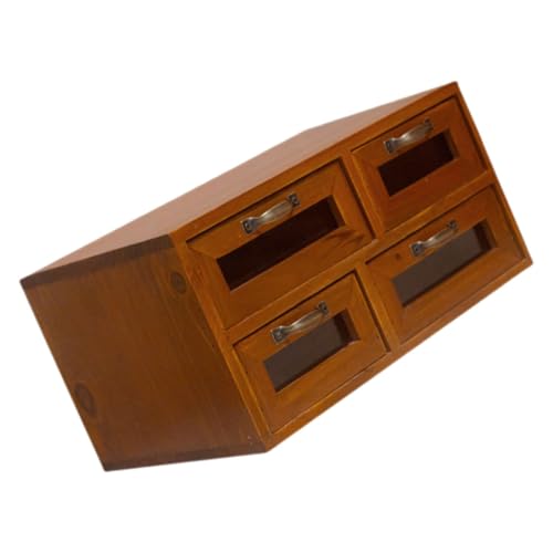 TEHAUX Holz Desktop Organizer mit Doppellagige Aufbewahrungsbox für Home Office Stabiler Schreibtisch Organizer mit Fächern zur Schmuck Kleinwarenlagerung Braun von TEHAUX