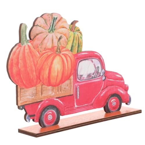 TEHAUX Holzkürbis herbstdeko Wohnkultur Halloween mittelstück Tisch Thanksgiving- Holztablett Ornament Thanksgiving-Requisiten Kürbisse aus künstlichem Holz Wagen schmücken Holzschild von TEHAUX
