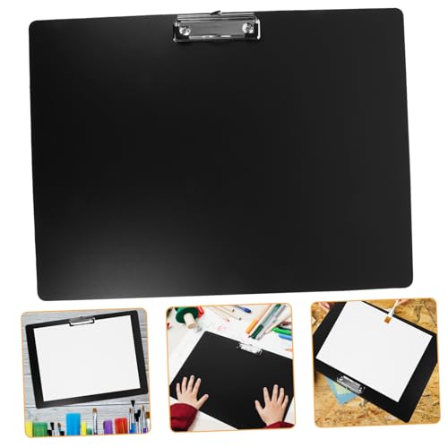 TEHAUX Horizontal Clipboard aus Dickem Kunststoff mit Metallclip Schreibbrett für Büro Schule und Zuhause Schwarz von TEHAUX