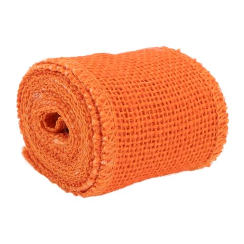 TEHAUX Jute Dekoband Breit Natürliche Struktur Orange Umweltfreundlich Vielseitig für Weihnachtsdeko Kränze Geschenke Basteln Nachhaltiges Geschenkband von TEHAUX