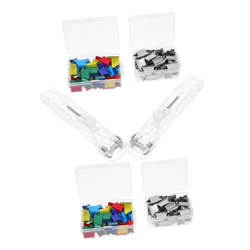 TEHAUX Kompakter Transparenter Kunststoff Papierclip Spender mit Teiligem Nachfüllset Vielseitige Büroklammern für Dokumentenorganisation Stapelbare Bindeklammern Tragbar und von TEHAUX
