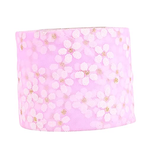 TEHAUX Maschengürtel Rosa Spitzenband zum Einpacken Hochzeit dekorativ Gazeband selber machen Stickerei zum Nähen Zierband zum Nähen bestickter Band zum Nähen Blumenband von TEHAUX