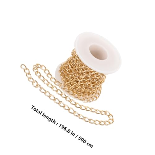 TEHAUX Metallkette für Schmuckherstellung DIY Gliederkette mit Abgerundeten Kanten Stabile Metallkette für Halsketten Armbänder Taschen und Bastelprojekte Goldfarbene Schmuckkette von TEHAUX