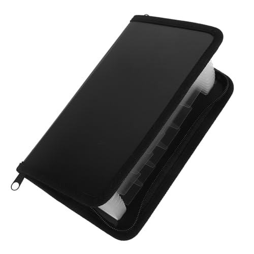 TEHAUX Mini Fächermappe mit Reißverschluss Multilayer Dokumenten Organizer für Wichtige Unterlagen Quittungen und Karten Tragbare Aufbewahrungslösung Schwarz mit Transparenten von TEHAUX