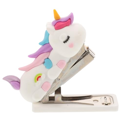 TEHAUX Mini-Hefter für Kinder, Einhorn, tragbar und effizient, für Büro und Studium, niedliches und lustiges Design, Silikon und Edelstahl, 7 x 5,6 x 2,9 cm von TEHAUX