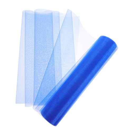 TEHAUX Organza Tüllstoffrolle Kristall Transparentes Meshband für Hochzeitsdeko Party Geschenkverpackung Vielseitiges DIY Bastelzubehör in Royalblau von TEHAUX