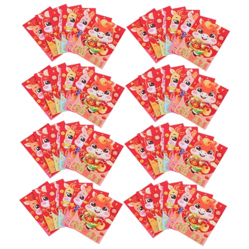 TEHAUX Rote Umschläge Jahr Des Pferdes Rote Glücksmoney Taschen mit Cartoon Pferde Motiv Robuste Papiertüten für Chinesisches Neujahr Frühlingsfest Geburtstage Hochzeiten von TEHAUX