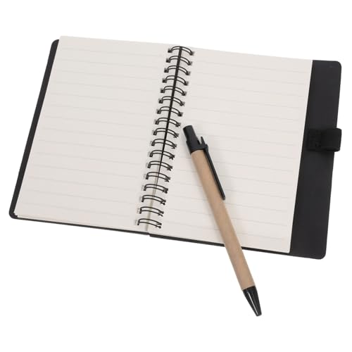 TEHAUX Schwarzes Spiralnotizbuch mit Kraftpapierseiten Integrierter Stifthalterung und Wiederablösbaren Seitenmarkern Vielseitiges Schreibpad für Büro Schule und Unterwegs Praktisches TEHAUX Schwarzes Spiralnotizbuch mit Kraftpapierseiten Integrierter Stifthalterung und Wiederablösbaren Seitenmarkern Vielseitiges Schreibpad für Büro Schule und Unterwegs Praktisches von TEHAUX