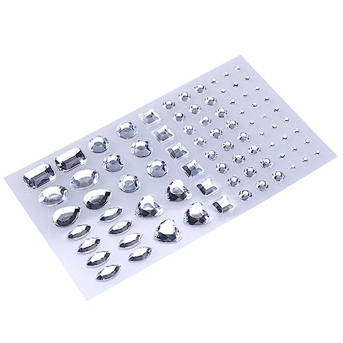 TEHAUX Selbstklebende Acryl-kristall-strass-aufkleber Zum Basteln Perlen-set Edelstein-aufkleberbögen Verschiedene Formen Weiß von TEHAUX