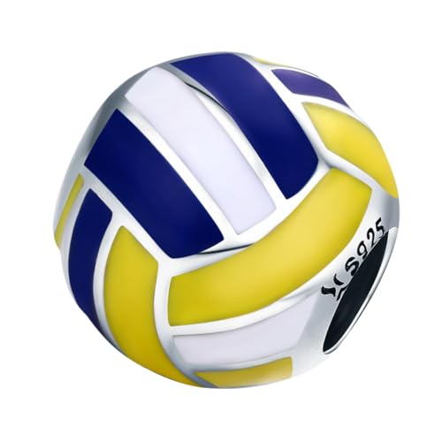 TEHAUX Sterlingsilber Volleyball Perlen mit Mini Kreative DIY Schmuckperlen für Armbänder und Schlüsselanhänger Langlebige Farbbeständige Bastelaccessoires in Weiß Gelb Blau TEHAUX Sterlingsilber Volleyball Perlen mit Mini Kreative DIY Schmuckperlen für Armbänder und Schlüsselanhänger Langlebige Farbbeständige Bastelaccessoires in Weiß Gelb Blau von TEHAUX