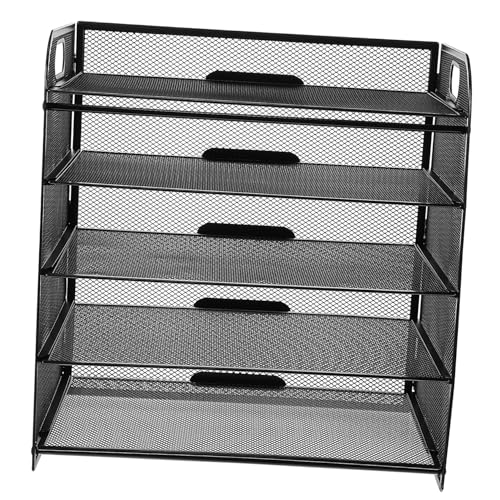 TEHAUX Stufiger Briefablage Organizer aus Stapelbarer Papierhalter für Büro Schule und Zuhause Multifunktionaler Dokumenten Aktenhalter Robuster Drahtkorb mit Griffen für Effiziente von TEHAUX