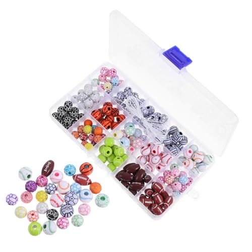 TEHAUX Teiliges Acryl sportperlen Fußball Basketball Rugby Motiven Bunte Charms für Armbänder und Halsketten Vielseitige DIY Schmuckperlen für Sportveranstaltungen und Bastelprojekte von TEHAUX