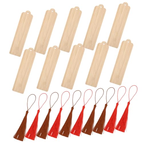 TEHAUX Unfertige Bambus Buchzeichen mit Quasten Blanko Bambus Schnitte für Bastelprojekte Diy Handwerk für Kreative und Schulprojekte von TEHAUX