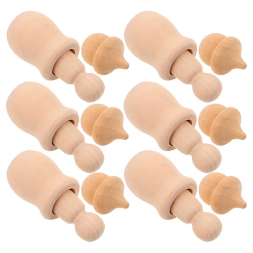 TEHAUX Unvollendete Holzpuppen Teilig mit Blanko Holz Eicheln für DIY Bastelprojekte Weihnachten Herbst Thanksgiving Rustikale Wohnkultur Kreative Holzfiguren von TEHAUX